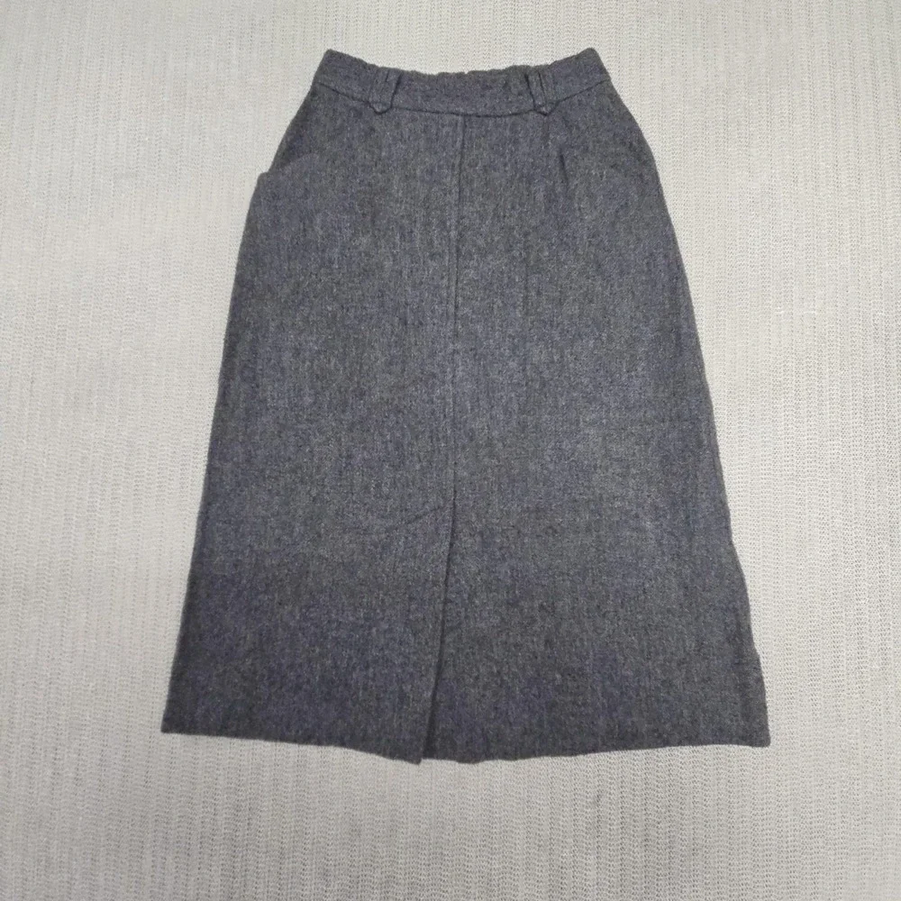 Vintage College Town Skirt Juniors 5/6 Gray Wool Tweed A Line Midi Lined Pleated